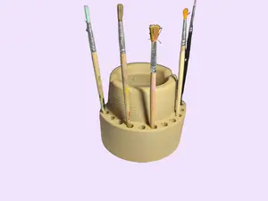 Artist Paint Brush Holder - Dual-Function Cleaning Pot & Organizer for Professional & Hobbyist Artists, 3D Printed PLA, Stable Base, Easy Refill, Space-Saving Design