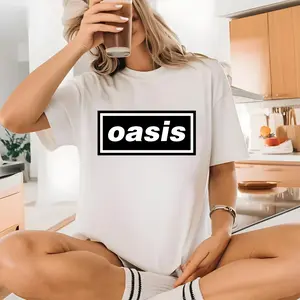 [SALE OFF 25%] Oasis Logo T-Shirt, Vintage Britpop Band Tee, Retro 90s Music Graphic Shirt, Unisex Cotton Crewneck Made Using 100% US Cotton, Design & Printed In The USA