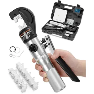 Hand Operated Hydraulic Crimping Tool Hydraulic  Lug  8  TON 12 AWG to 00 (2/0) Electrical Terminal  Wire Tool Kit with 9 Dies