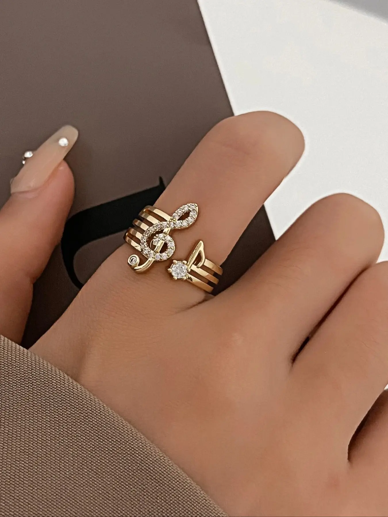 Ring Notes Design Adjustable Note Ring, Fashion Design Open Finger Ring, Perfect for ...