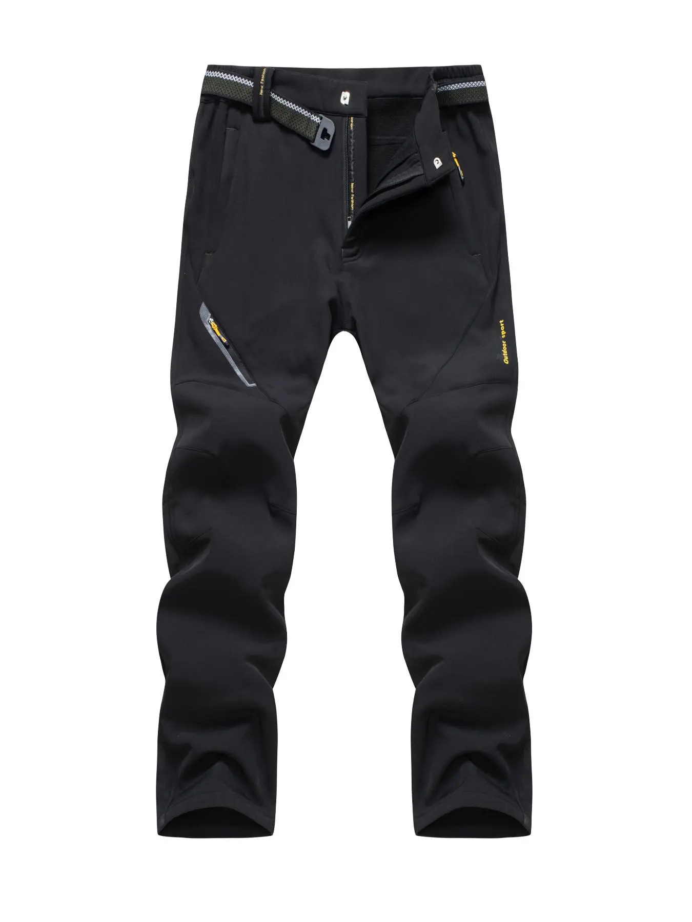 Men's Solid Plain Waterproof Windproof Softshell Pants, Casual Comfy Pocket Warm Thermal Fitted Sporty Pants for Outdoor Activities, Casual Fashion Pockets, Men's Trousers for Winter, Casual Track Pants