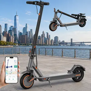 Folding Electric Scooter for Adults, 500W Motor 22MPH Max Speed, 19-31 Miles Range 36V 9Ah Battery, App Control 3 Speed Modes, Dual Shock Absorbers & Dual Brake, 10 Inch Honeycomb Solid Tires Portable Commuter E-Scooter with LED Headlight Taillight