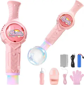 Magic Fog Bubble Machine Rechargeable Automatic Electric Smoke Bubble Maker with Colorful Lights Music for Parties Beaches Summer Gift for Boys Girls