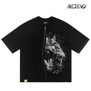 Graphic Zip-Up T-Shirt, Unisex Streetwear Tee, 100% Cotton, Center Zipper Design, Digital Print by MeJend