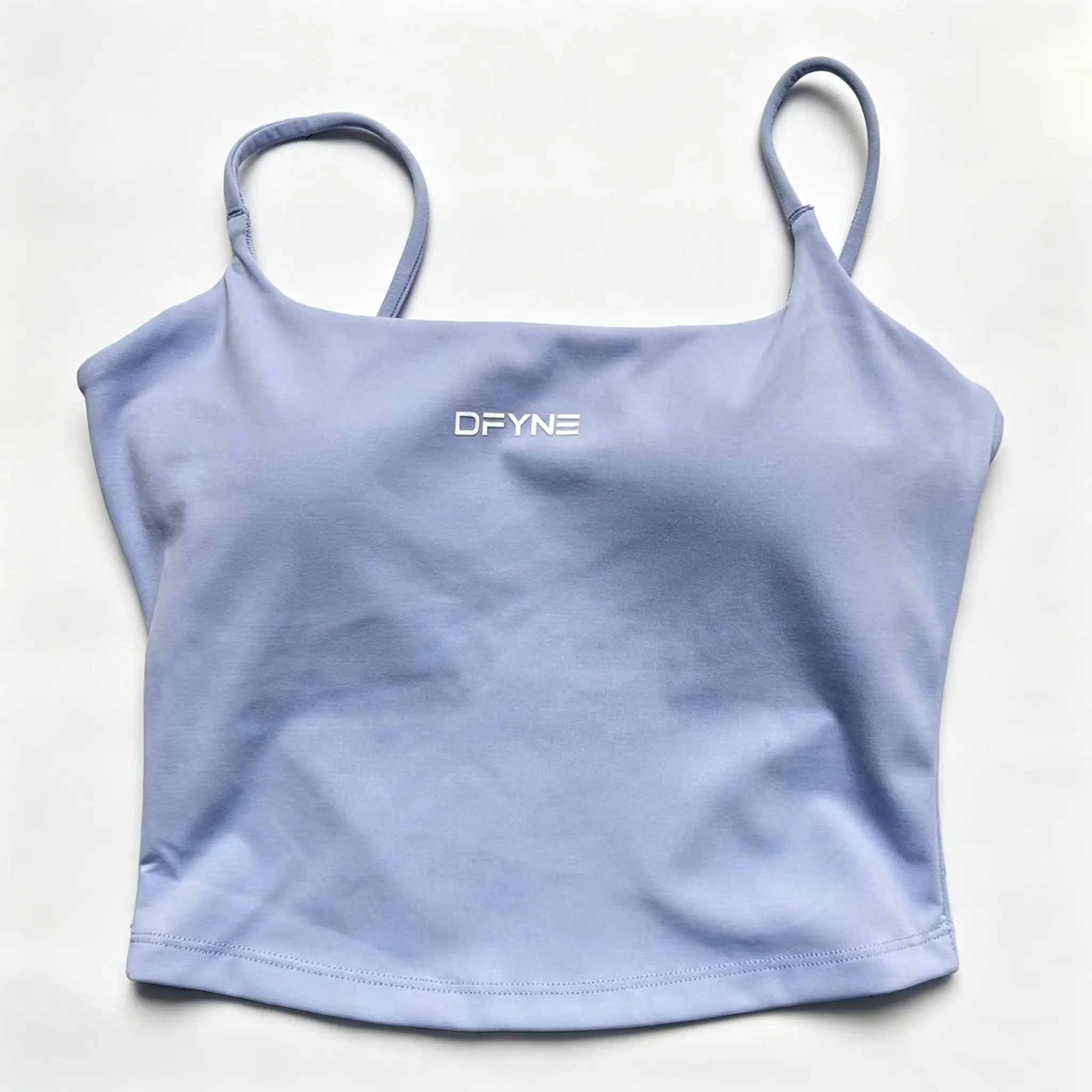 DFYNE Women U-Neck Thin Adjustable Strap Cami Tank Top, Seamless Sculpt Slim Fit Built-In Padded Sports Bra, Cute Open Back Basic Layering Camisole for Yoga Gym Daily Casual Outfit