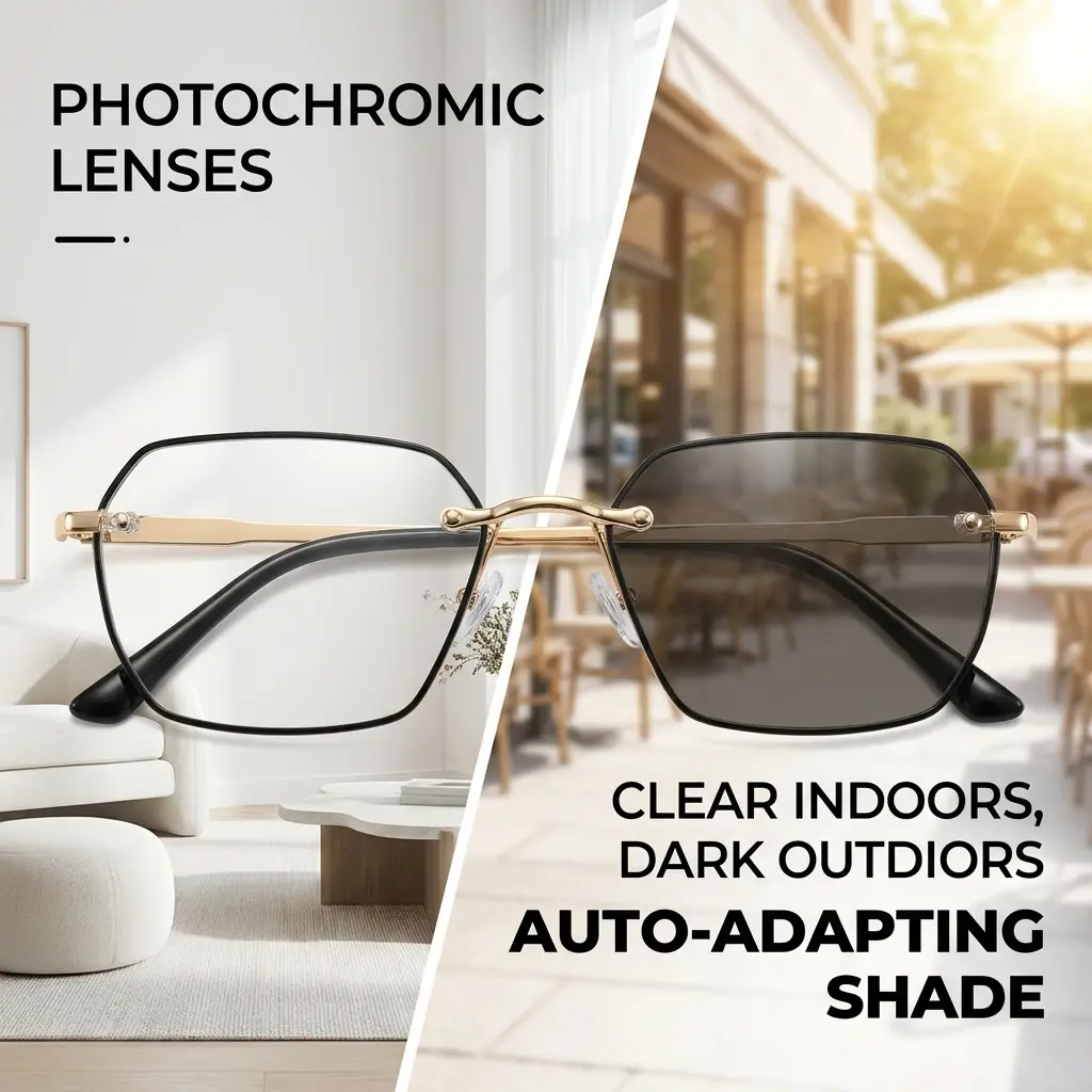 Photochromic Reading Glasses for Men and Women, Lightweight Metal Frame with Classic Style for Computer Use and Reading, Single Item