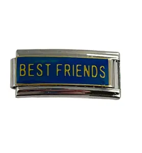 Italian Charm Link Superlink Charm Best Friends Blue Double Length Charm 9mm