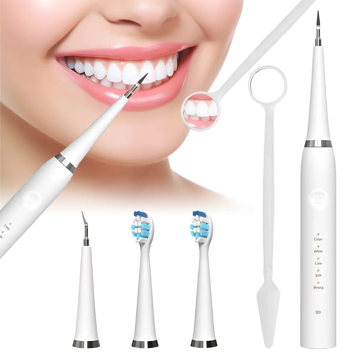 Ultrasonic Oral Dental Scaler & Plaque Remover, 5 Cleaning Modes, IPX7 Waterproof, 3 Replaceable Heads for Adult Pet Safe Use Removable Adjustable, Gentle & Effective Cleaning Father's Day Gift #SummerVibes