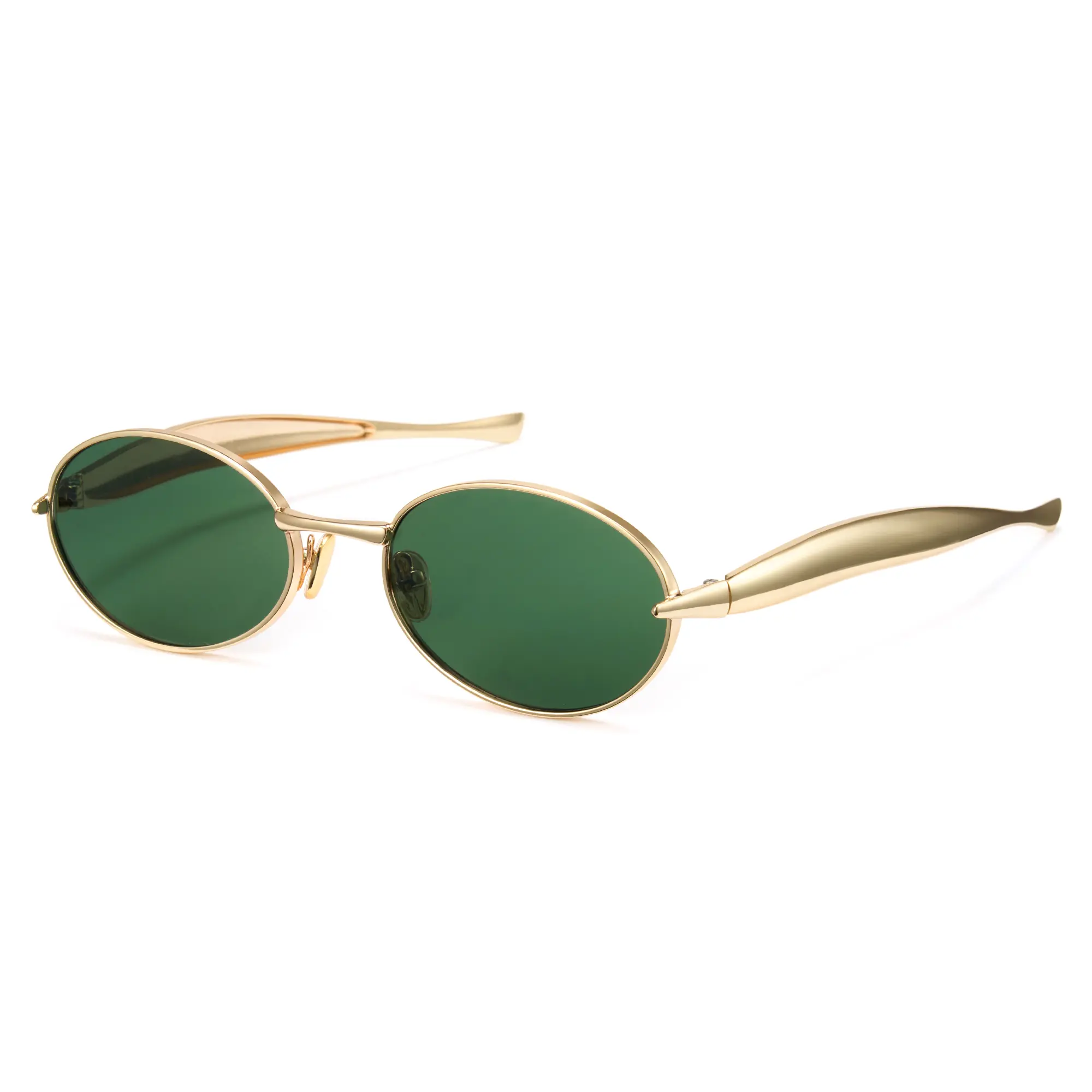 〖2026 Summer Soccer 〗Cyxus Retro Oval Sunglasses for Women Men, Vintage 90s Y2K Gold Metal Frame, HD TAC Lens UV400 Protection, Trendy Sculptural Sardine Shape Temples, Lightweight Minimalist Streetwear Shades, Small Face Slim Fit-1343, Oval Shape, Uv Pro