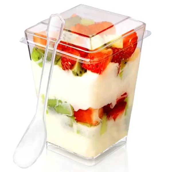 60-Piece 5 Oz Dessert Cups with Lids & Spoons, Clear Plastic Parfait Cups for Pudding, Yogurt, Fruit, Ice Cream & Party Appetizers