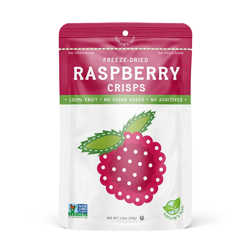 Nature’s Turn Freeze-Dried Raspberry Crisps - 100% Real Fruit, No Sugar Added, Gluten-Free, Vegan, Non-GMO, Healthy Snacks for School Lunches & On-The-Go