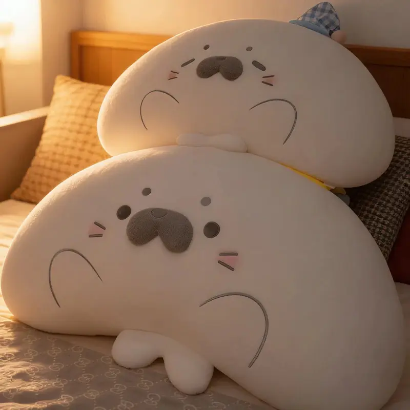 55cm Cute Seal Plush Pillow - Unisex Multi-Size Dual Design Fabric Stuffed Cushion, 100% New High-Quality Soft Animal Back Support, Clean Protected Birthday Gift for Bedrooms, Living Rooms (Adults)
