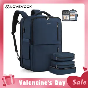 【Valentine's Day Gift】LOVEVOOK TSA-Approved Expandable Carry-on Travel Backpack with 3 Packing Cubes and Shoe Compartment, Personal Item, Airline Approved Travel Bag for Hiking, Overnight and Weekender Trips