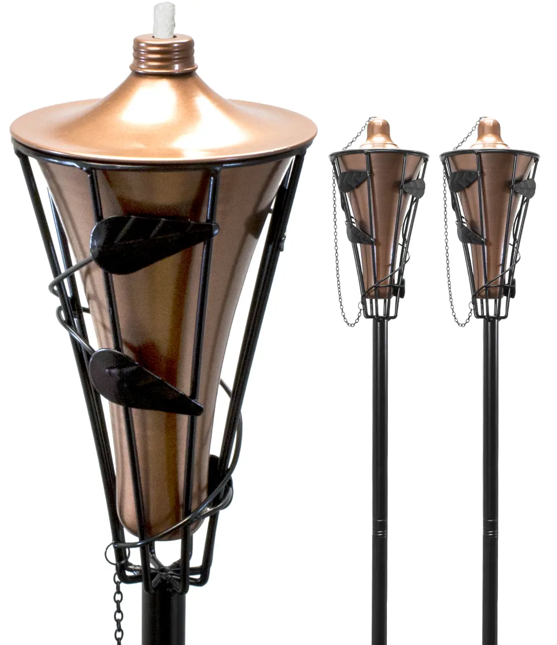 Sorbus Matney Bamboo Torches - 5 ft Exterior Garden Decorative Torches with Metal Oil Canisters, Bamboo Covers, 5+ Hour Citronella Fuel Compatibility for Luau, Tiki Parties, Fire