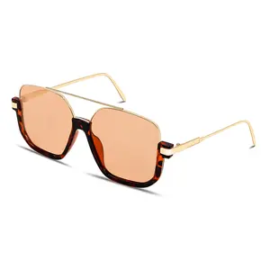 Retro Oversized Aviator Sunglasses for Women Men Square Double Bridge Pilot Sunglasses