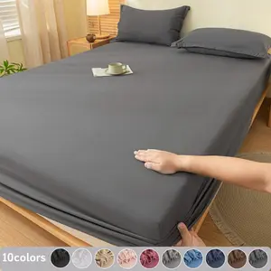 3pcs Solid Full Coverage Fitted Sheet, Stretch Non-Slip Mattress Cover, Deep Pocket for Thick Mattress, Soft Breathable Knitted Fabric, Wrinkle-Free and Fade-Resistant Bedding