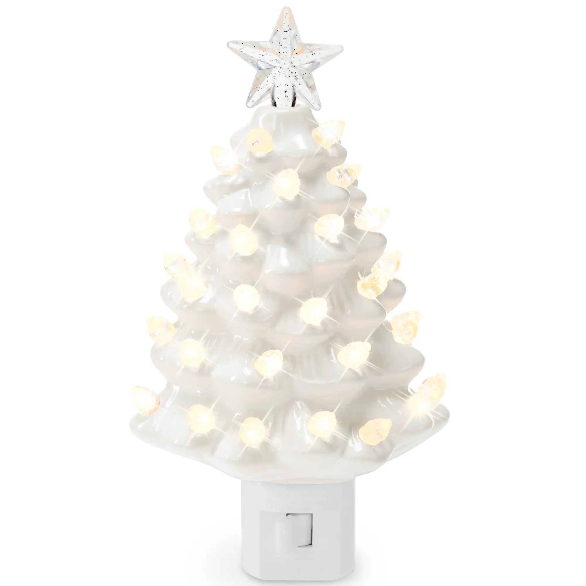 Best Choice Products 6.7in Ceramic Christmas Tree Nightlight Plug In Hand Painted Holiday Night Lamp