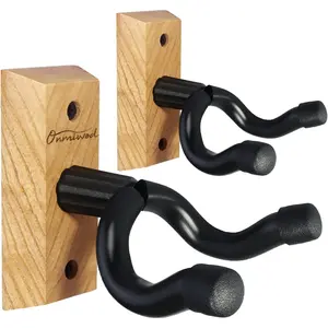 Guitar Wall Mount 2 Pack, Ash Hardwood Guitar Hanger, U-Shaped Guitar Wall Hanger Mount, Guitar Holder Hook Stand Wall for Acoustic, Electric Guitar, Banjo, Bass, for Guitar Player Men Boy