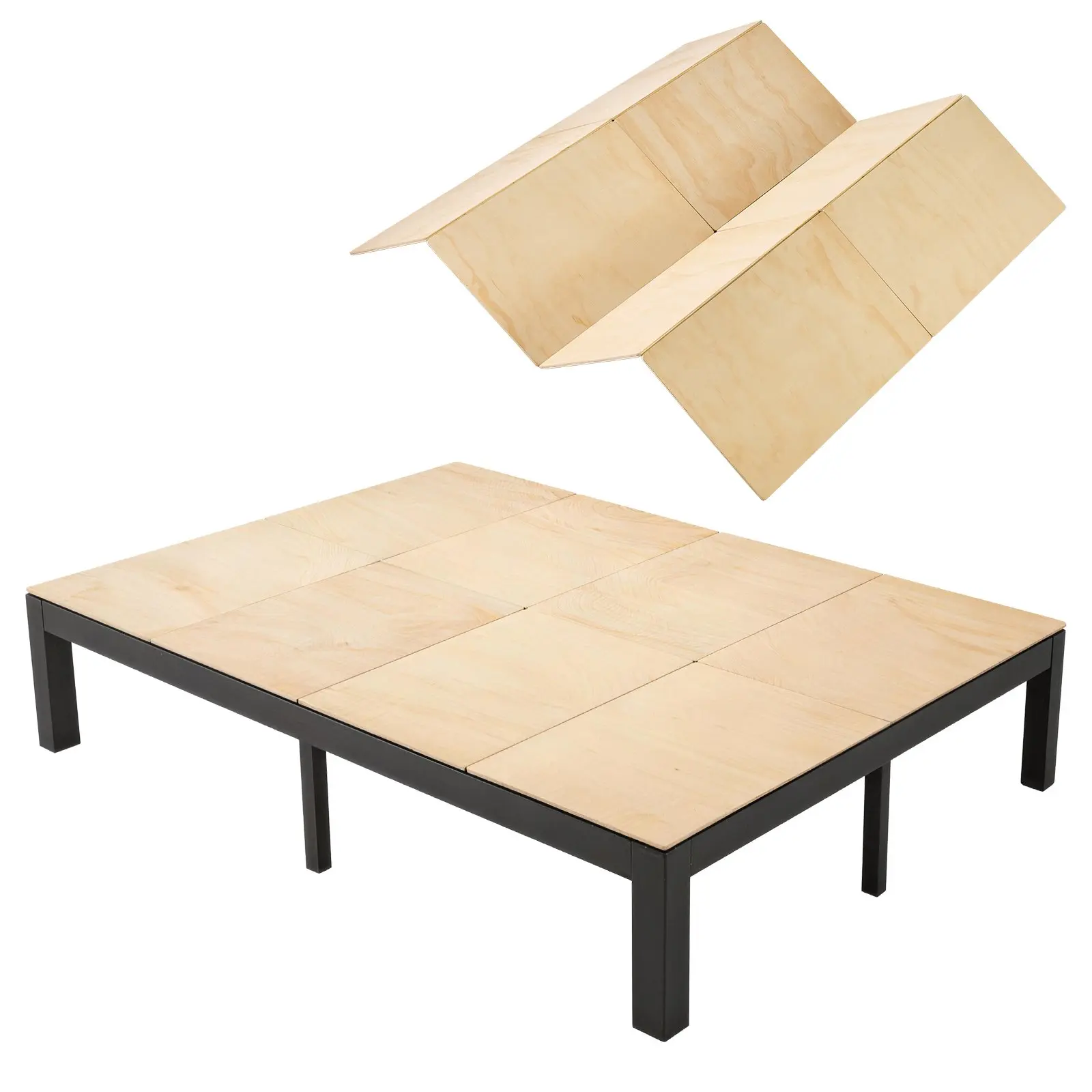 VEVOR Foldable Queen Size Bunkie Board (76.8x58.3 in, 0.4 in Thick Natural Wood Plywood Sheets), Webbing Connect Solid Panel, Smooth Rounded Edges, Nylon Webbing, Anti-Sag Stable Design, Assembly Required for Metal Bed Frames, Guest Rooms