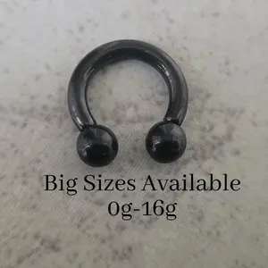 Black Titanium Steel Screw ring Pinchers Ear Plugs Tapers Horseshoes Gauges Septum 0g 2g 4g 6g 8g 10g 12g 14g 16g Circular Barbells big nose