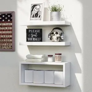 White Floating Shelves Set of 3 Wall Mounted Modern Bathroom Decor for  Decor, Over Toilet White Wall Shelves, Over Toilet Design