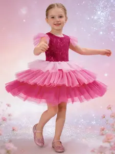 Girls' Sleeveless Tutu Dress, Tiered Mesh Design, Casual Style, Perfect for Parties and Daily Wear, All Seasons, Knee Length, Sparkly Glitter Dresses