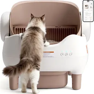 【For fans limited time 】Self Cleaning Litter Box, Automatic Cat Litter Box with APP Control, Odor-Free  Large Waste Bin, Open-Top for Multi Cats