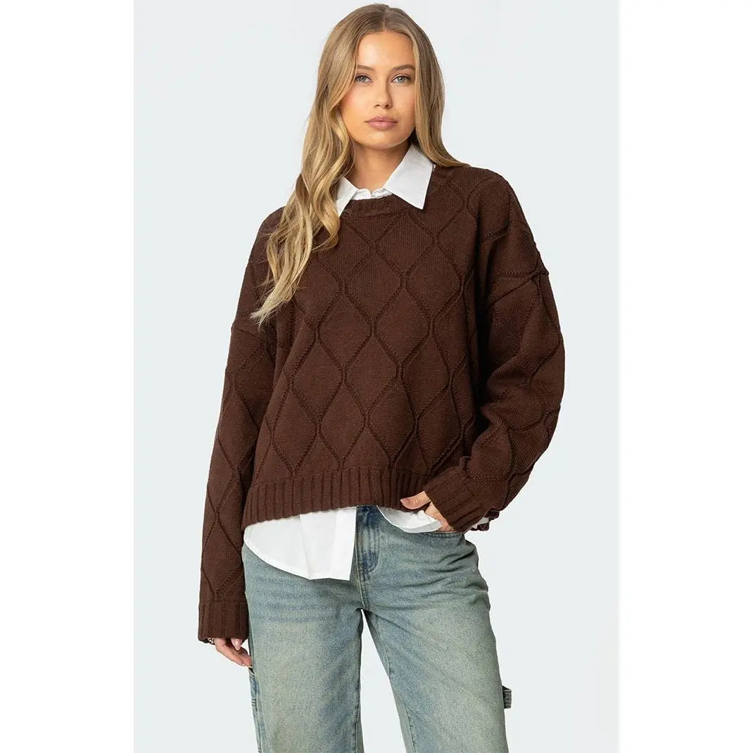 Edikted Women's Cass Oversized Textured Knit Sweater