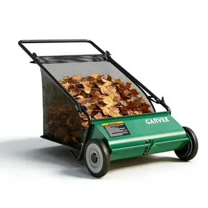 Garvee 21" Push Lawn Sweeper, Enhanced 4-Brush System with Large 3.5 Cu.Ft Hopper Bag – Ideal for Yard & Garden Cleanup, Green