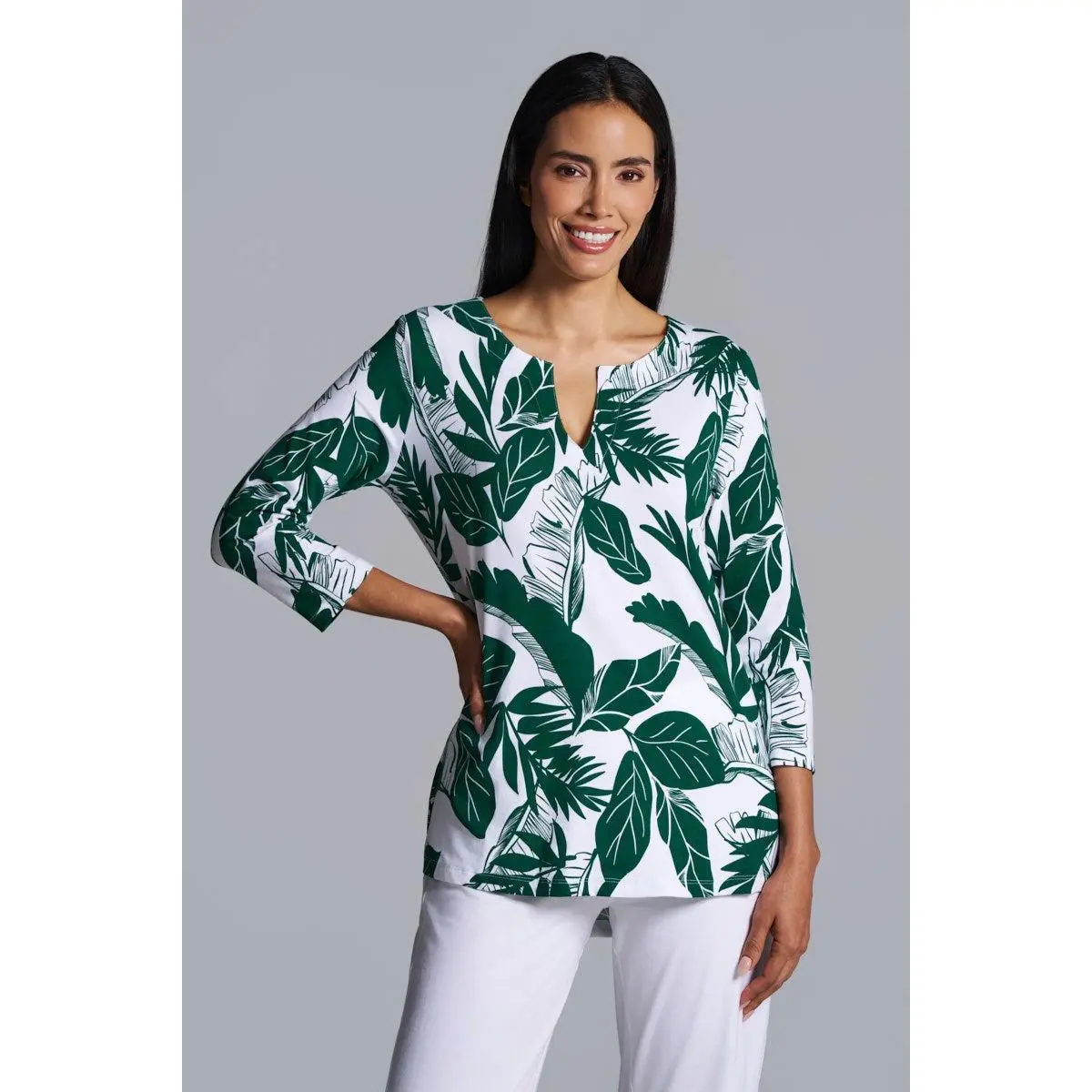Women's St. Lucia Tunic Top | Eden Green Palm Paradise
