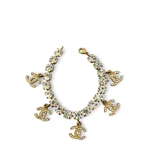 Pre-owned Chanel CC Bracelet Gold Plated Crystal (141sc)