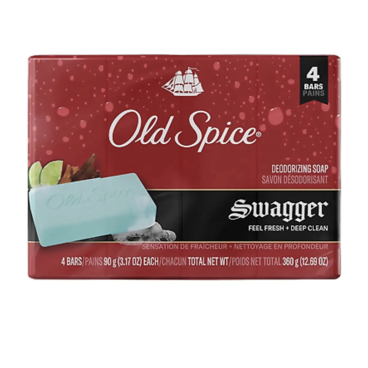 Old Spice Men's Scented Swagger Cleanser Bar Soap, 3.17oz Daily Use - 8-Bar Pack with Refreshing Aroma, Gentle, Body Care