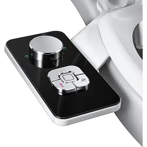 Bidet Attachment, Non-Electric Cold Water Bidet Toilet Seat Attachment with Pressure Controls, Retractable Self-Cleaning Dual Nozzles for Frontal & Rear Wash - Black