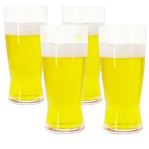 Set of 4 Craft Beer Lager Glasses - 19.75oz Lead-Free European Crystal | Modern Beer Glasses, Dishwasher Safe | Premium Quality Pint Glass Gift Set for Beer Lovers Drinkware Stylish Indoor