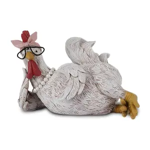 A fun rooster resin statue, creative design artwork friend gift tabletop ornament, suitable as a home gift