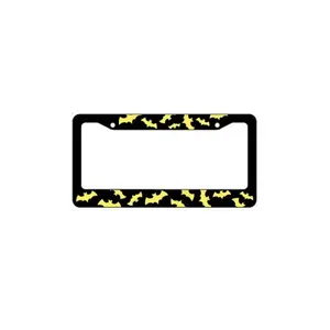 Black Background with Yellow Bat Symbols, Aluminum License Plate Frame Is Perfect for Cars And Suvs