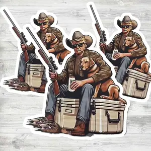 Trump Cowboy Hunting Sticker, Duck Trump Hunting Sticker, Angler Outdoors Forest Camping Sticker, Hunting, Decoration Motorcycle External Accessories Waterproof Vinyl Decal