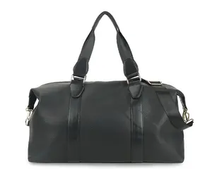 WENDYKEEN Travel Duffle Soft Weekender with Suitcase Slot • Plain Duffel/Weekender • Bag Foldable Bag • Vegan Leather PU Leather Plain