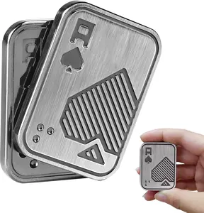 Fidget Toys Adults, EDC Metal Fidget Slider for Teens, Magnetic Poker Push Card, Adult Fidget Toy for Anxiety ADHD, Cool Office Gadgets for Men Dad, Stress Relief Clicker Gifts for Adults & Teen Boys