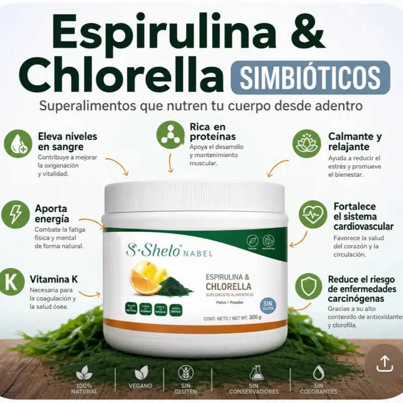 Shelo Nabel Spirulina & Chlorella Powder | Natural Superfood | 300g