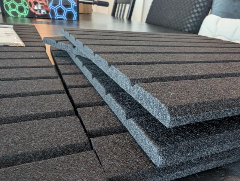 Large cork message board, measuring 36 inches x 24 inches, felt bulletin board for office decor, 6-piece felt wall panels with striped design, can be used as a pushpin message board and home wall organizer, suitable for offices and bedrooms.