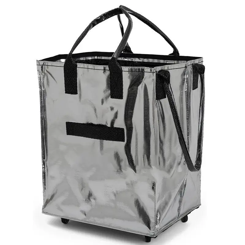Rolling Tote  Y2K Style Rose Gold Fabric with Smooth Wheels Perfect for Grocery Travel Beach Work Limited Time Sale Shopper Handbag carry luggage Large Capacity Waterproof Trolley Bag