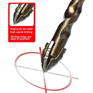 10PCS High-Strength Eccentric Twist Drill Bit,New Four-FluteSawtooth Eccentric Drill Bit,Four-Edged Serrated Eccentric Drill,Multifunction Drill Bit Set(5/6/8/10/12)