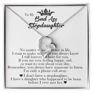 To My Badass Stepdaughter Gift-Forever love neacklace-"I'll Forever Be Here For You"