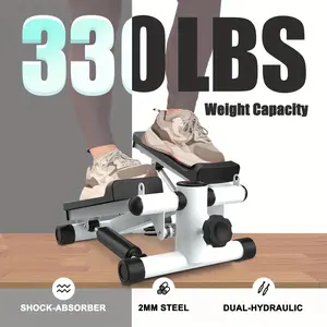 Mini Treadmill for Sports, Stair Stepper with Resistance Band, Mini Treadmill with 300 Lbs Load Capacity, Hydraulic Fitness Stepper with LCD (Black + White)