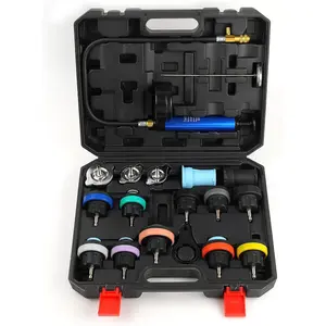 18 count Universal Radiator  Tester Kit, Coolant Vacuum Refill kit,Coolant  Tester Kit with Manual Pump and Color-Coded Test Caps (Black)