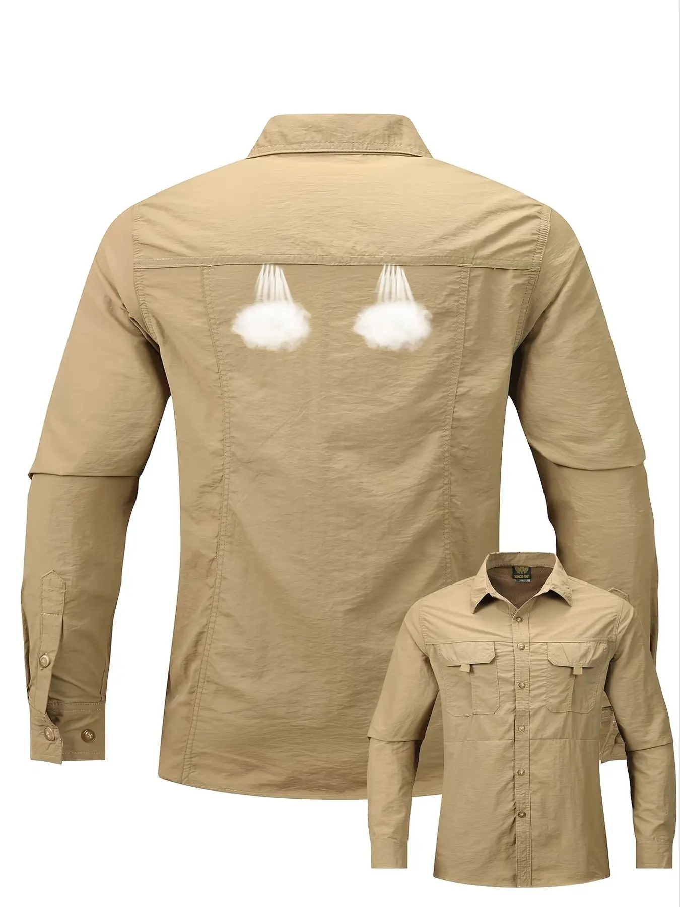 Spring Summer New Long Sleeve Quick-Dry Shirt, Outdoor Hiking, Climbing, Fishing Shirts, Men's Long Sleeve Shirt with Back Ventilation Design