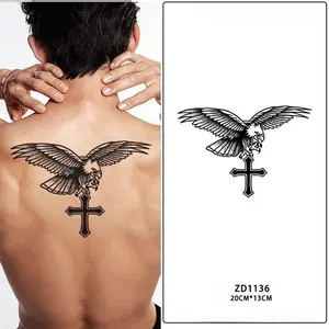 （6 temporary tattoo stickers, including 2 item and 4 random designs）Popular Eagle Back Tattoo Sticker Waterproof Semi Permanent Scar Hider Makeup tiktokshopspringglowup