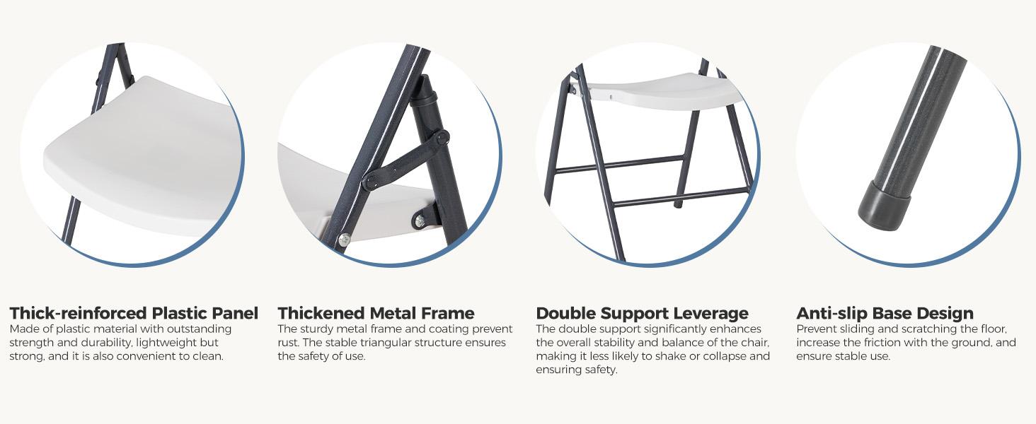 Folding Chairs with Ergonomic Back, Heavy Duty Plastic Stackable Portable Folding Chairs, Weight Capacity 330 Lbs, For Home, Office, Party, Wedding, Patio, Garden, Indoor Outdoor Folding Chairs with Ergonomic Back, Heavy Duty Plastic Stackable Portable Folding Chairs, Weight Capacity 330 Lbs, For Home, Office, Party, Wedding, Patio, Garden, Indoor Outdoor