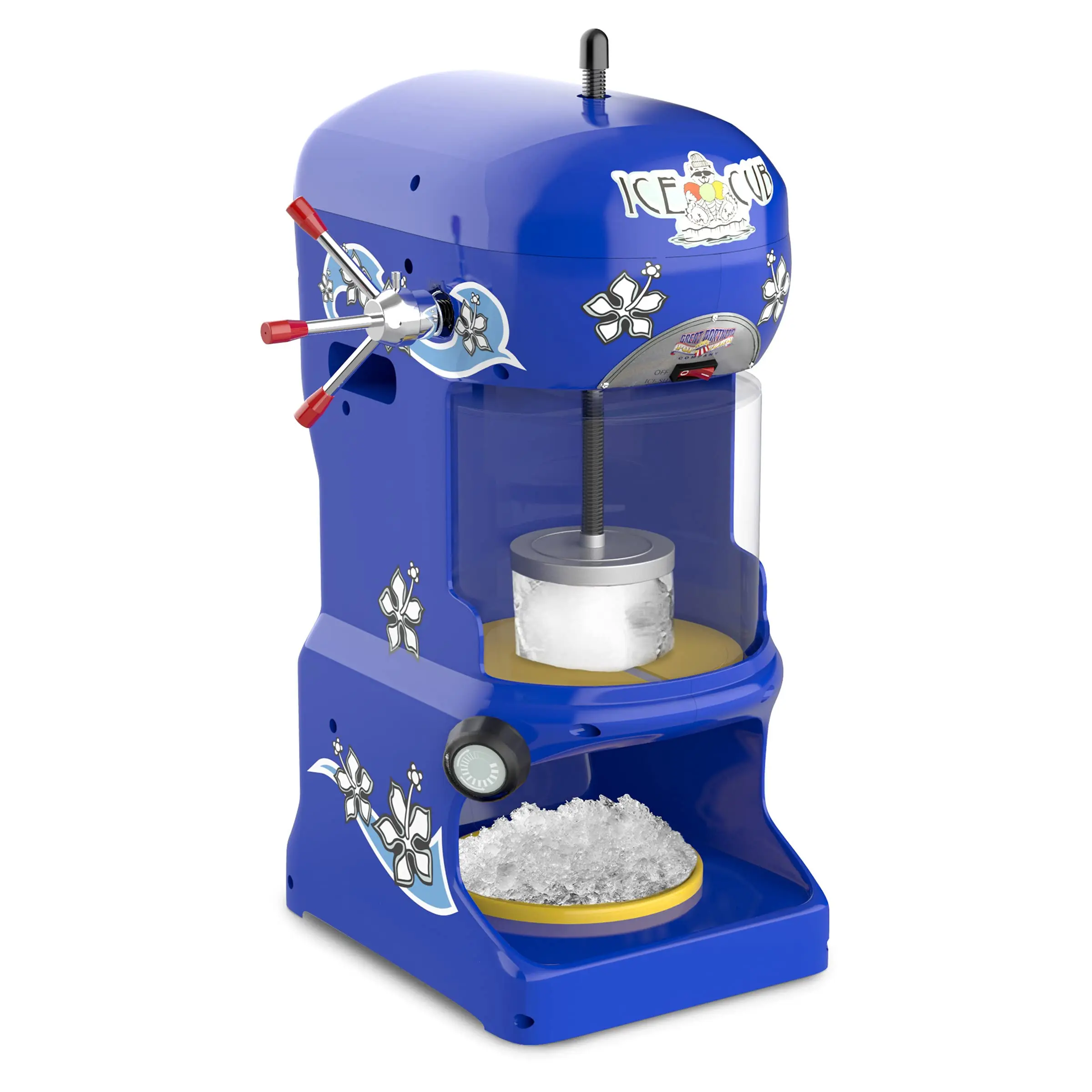 Great Northern Popcorn Blue Ice Cube Shaved Ice Machine - Powerful Frozen Drinks Maker for Parties, Concessions, Frozen Drinks Shaved Ice Machines